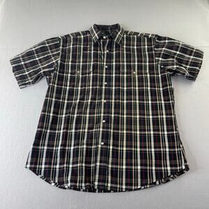 Wrangler Men's Western Snap Down Short Sleeve Shirt black cream red